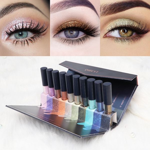 

1set=10 colors liquid glitter eyeshadow pencil shimmer eyeshadow waterproof long-lasting shimmer eyeshadow eye makeup accessorices 0185