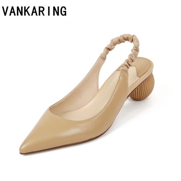 

spring summer hollow coarse leather sandals round high-heeled shallow pointed toe pumps shoes women female high heels mujer, Black