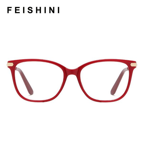 

feishini fashion square frames red computer glasses square goggles brand vintage anti blue rays eyeglasses women, White;black