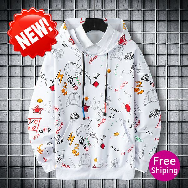 

2020 new autumn / winter super fashion printed hoodie sweater thin ins couple sweater big size comfortable and simple, Gray;blue