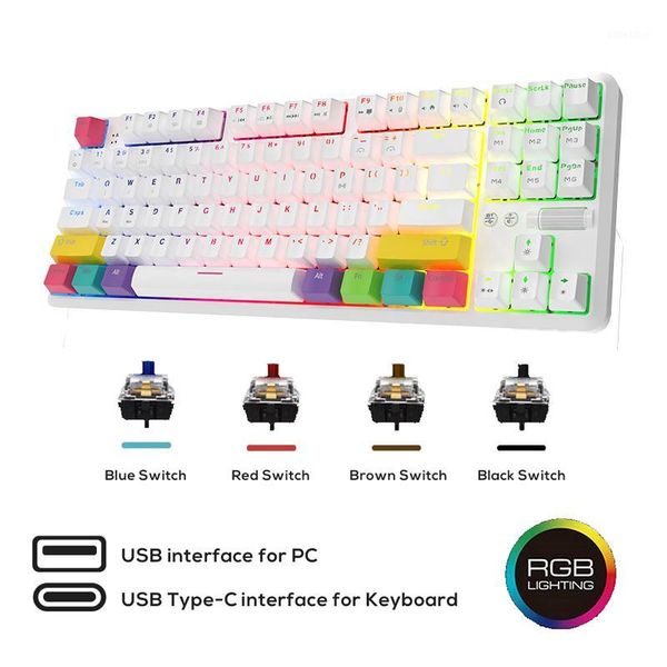 

mechanical keyboard 87 key usb wired/bluetooth rgb backlit switch axis gaming keyboard for pc desklapmac gamer teclado1