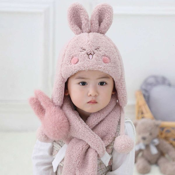 

autumn and children's boy's girl's baby scarf bib suit winter warm cover windproof hat, Red;brown