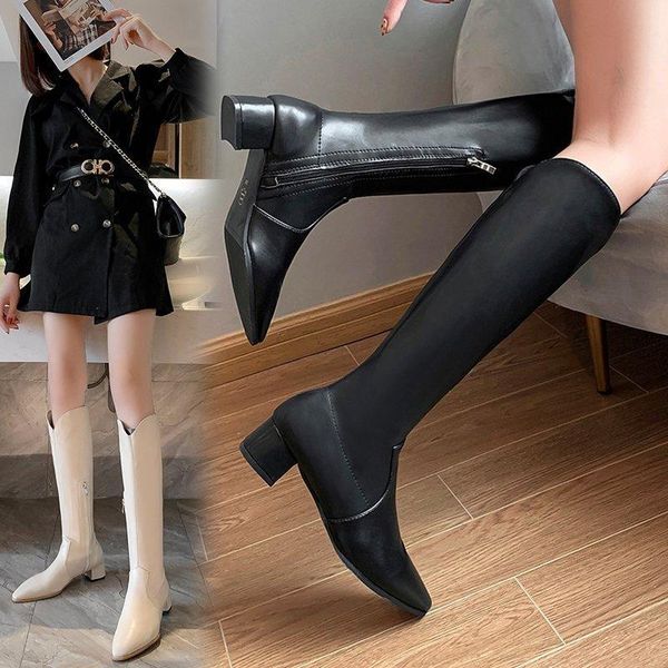 

boots european mid-heel knight boots, comfortable knee-length fashionable and thin, thick heel but knee all-match, Black