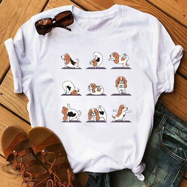 

summer cartoon dog printed t shirt women thin section white hrajuku t-shirt femme & tee hipster korean tshirt clothing
