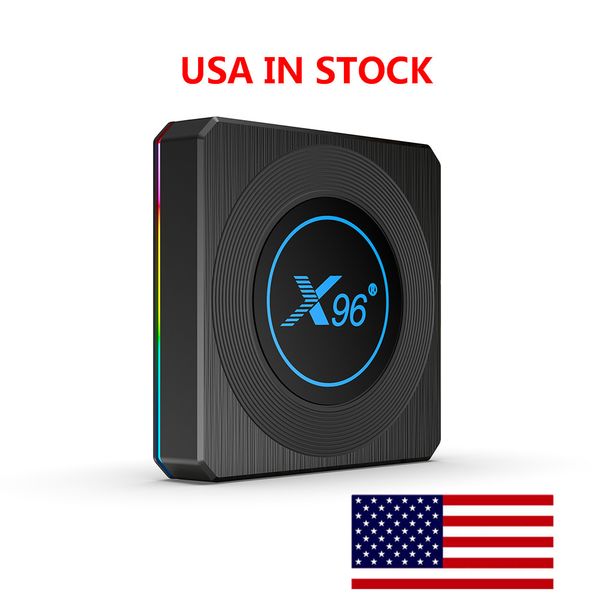 USA имеет запасы x96 X4 TV Box Amlogic S905x4 Android 11.0 Smart 4GB 32GB 100M LAN LAN Квадроцикл 2.4G/5G Двойной полосы WiFi 8K
