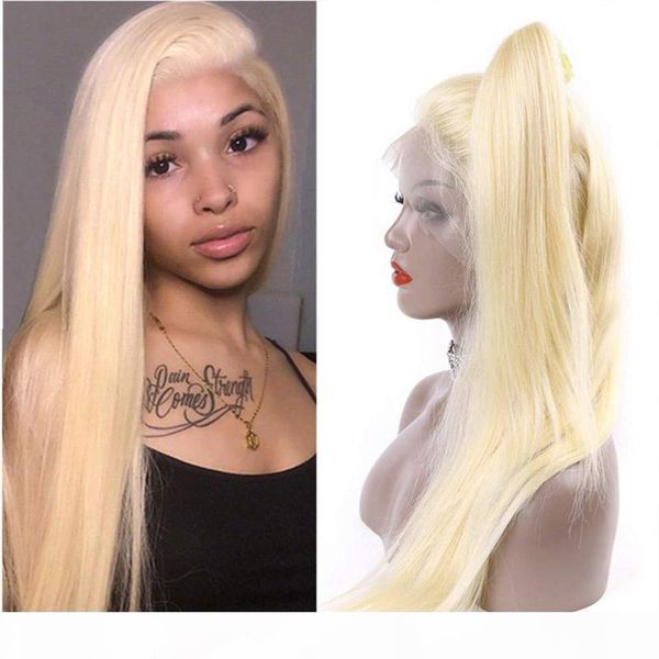 

glueless 613 blonde lace front human hair wigs silky straight 100% brazilian virign human hair full lace wigs with baby hair pre plucked, Black;brown