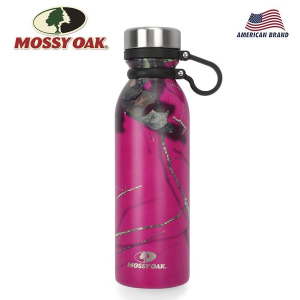 MOSSY OAK 600 ml vakuumisolierte Wasserflasche aus Edelstahl, breite Öffnung, auslaufsicher, doppelwandige Flasche in Cola-Form, Camo LJ201221