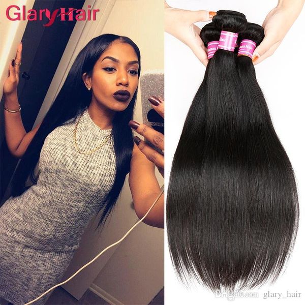 

wholesale mink brazilian virgin hair bundles straight human hair extensions unprocessed brazilian straight remy human hair weave dh gates, Black