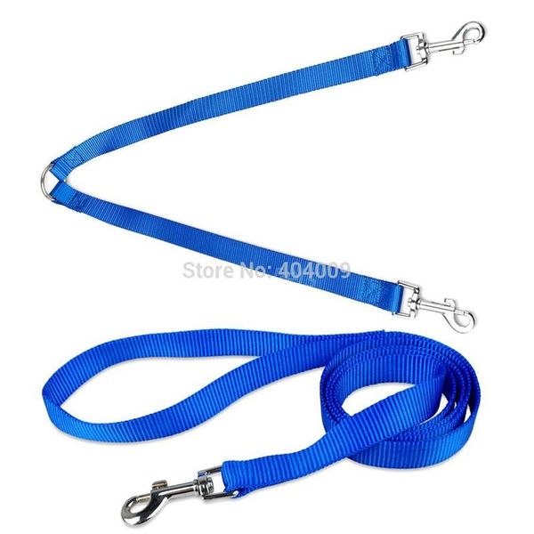 

4 colors 3 sizes 48\"length nylon belt 2 way double dog coupler with walking leash bbymeb