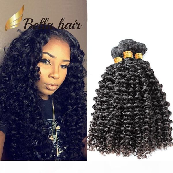 

unprocessed natural color brazilian curly human hair extensions 3pcs lot 10-24inch hair weft julienchina bella hair, Black