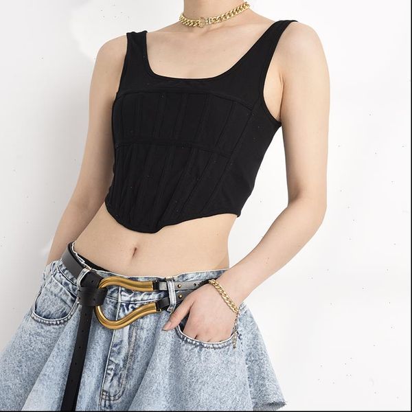 

deat] women tank new v collar sleeveless personality fashion tide spring autumn 2021 back zippers female sports, White