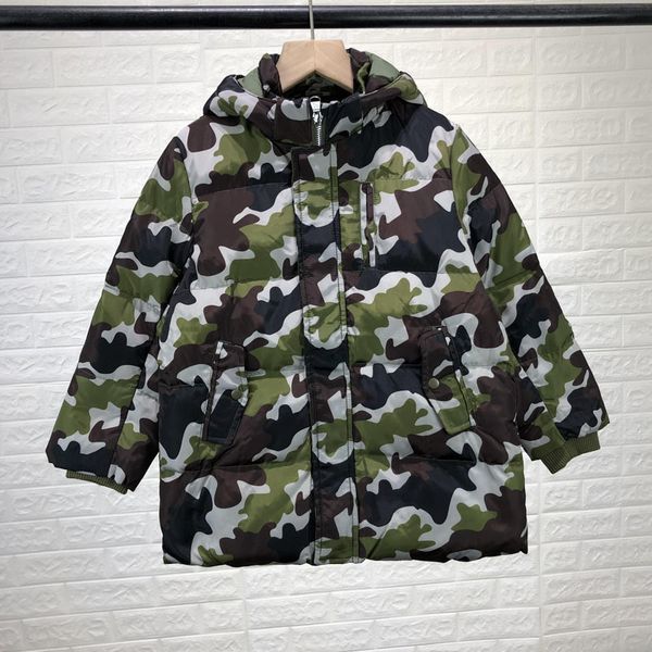 

110 maqd high end off cabinet wear middle and long jacket children's camouflage duck down coat, Blue;gray