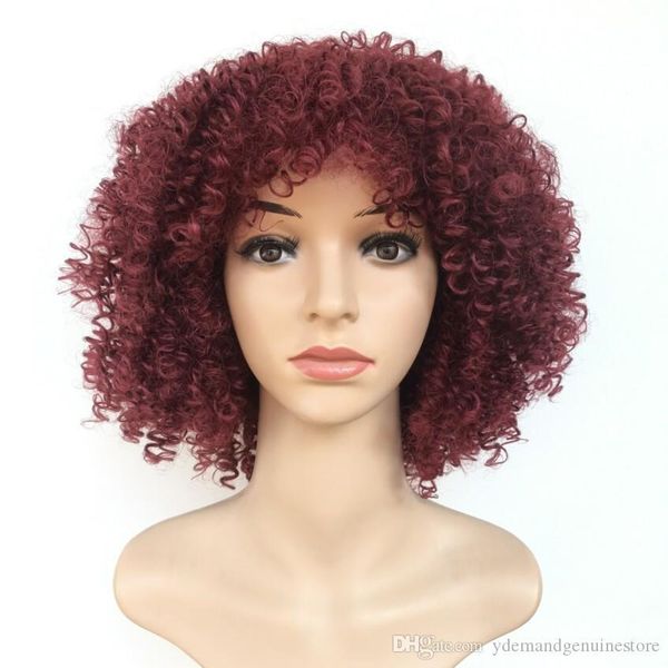 

selling long kinky curly wig simulation brazilian like human hair natural wine red full wigs for black women y demand