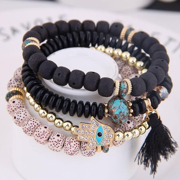 

bohemian beaded bracelets & bangles for women vintage fatima hand strand bracelet boho multilayer bracelet femme 2020 new, Golden;silver