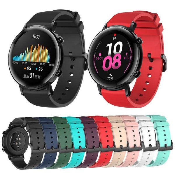 

20mm sile watch band for huawei watch gt2 42mm soft sport strap for samsung galaxy 42mm active2 gear s2 watchband qylpjo, Black;brown