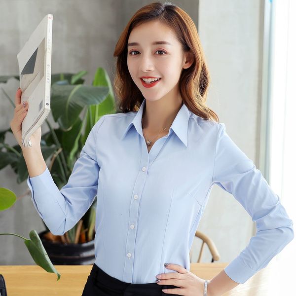 

2021 new office lady cotton solid short white shirts plus size xxxl/4xl elegant women's blouses 3r3l