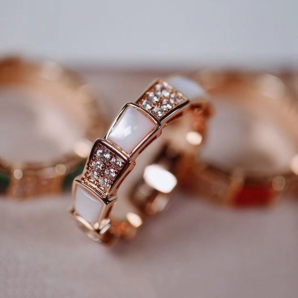 

baojia sterling silver double row diamond snake ring female white shell red agate snake bone index finger ring tiktok same style hair genera
