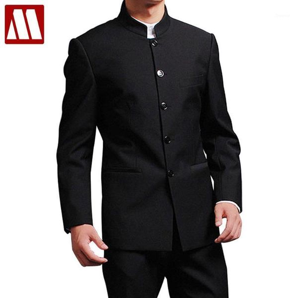 

jacket + pants men formal business suits pants chinese tunic suits black new arrival traditional mandarin plus size xxxxl f0481, White;black