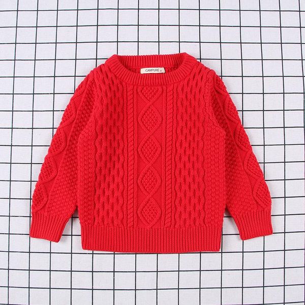 

2020 new children's knitted round neck sweater baby boy girl sweaters solid color autumn winter cable pullover 1 7 years child sqctdy, Blue