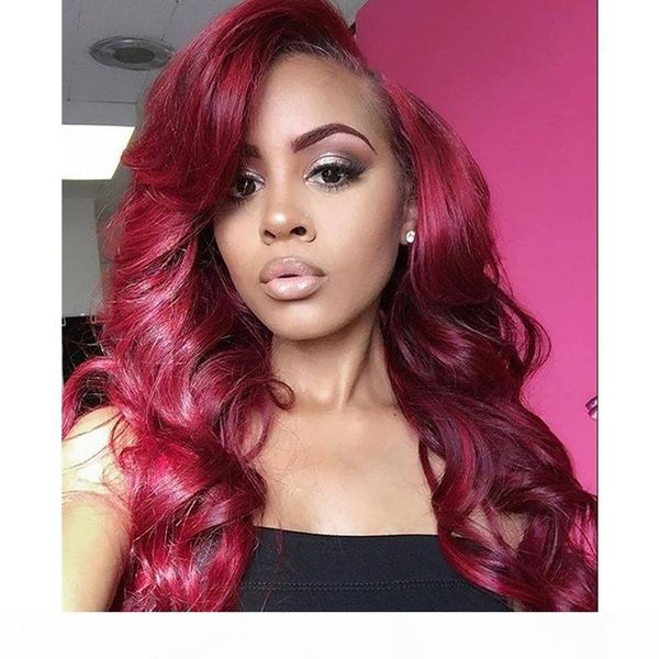 

natural wavy side part 99j lace front wig virgin brazilian lace wig 99j human hair full lace wig for black women ing, Black;brown