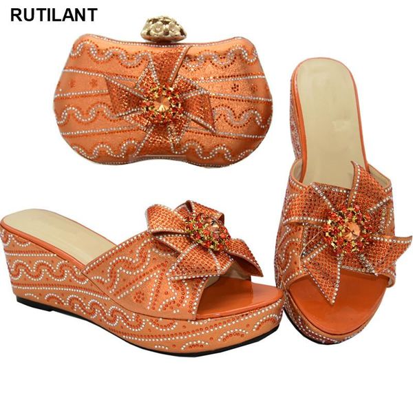

new women sandals elegant nigerian women pumps shoe for party african shoes and bag set decorated with rhinestone, Black