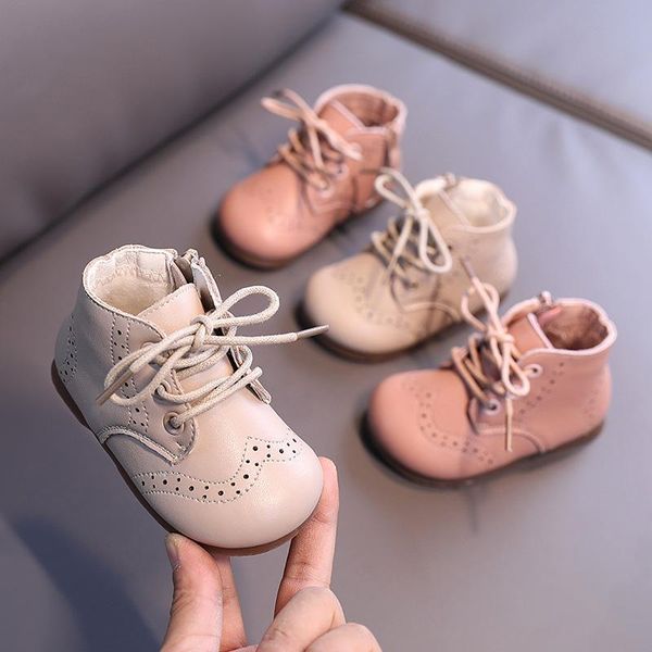 

boots winter baby girl casual short england style soft bottom toddler boys shoes for 1-2t kids, Black;grey