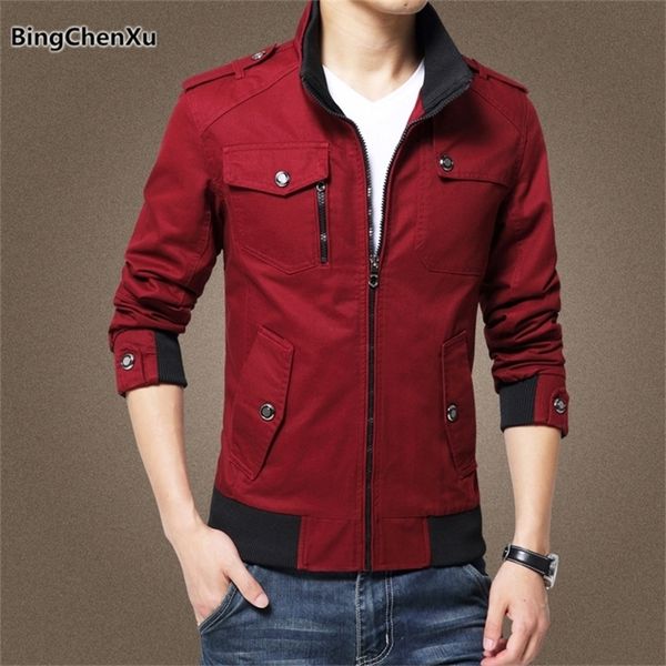 Rot Casual Herrenjacke Mantel Militärjacke Männer Männlich Plus Größe Winter Pilot Jacken Mode Veste Homme Marke Outwear Mantel 1081 201120