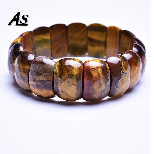 

asingeloo 2020 new yellow tiger eye stone beads charms bracelets natural stone beaded for men women party jewelry gifts, Golden;silver