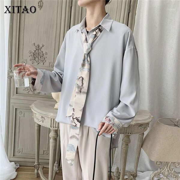 

xitao spring loose full sleeve bow turn down collar shirt korean style tidal current 2020 new fashion cool shirt women xj43141, White