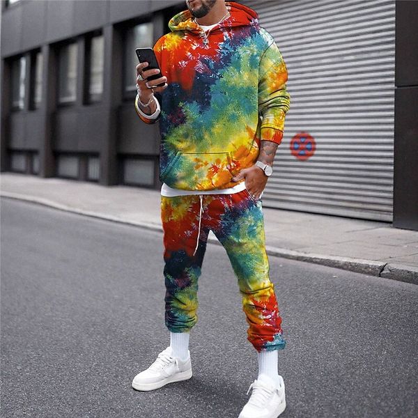 

men's 3d hoodies set graphic graffiti print hooded casual daily 3d print casual streetwear hoodies sweatshirts long sleeve black gray r