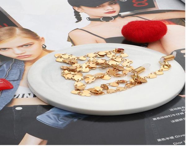 

chic women plated love heart link chain sunglasses lanyard strap necklaces eyeglass holder cord reading glasses head band h jllnvv