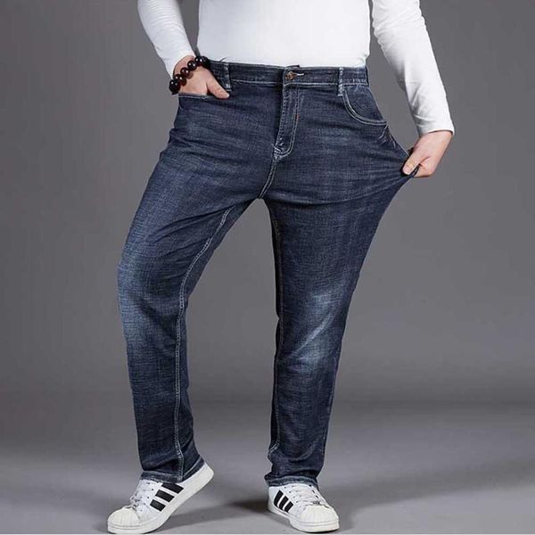 

men's jeans trend harem men casual denim pants loose baggy stretched trousers plus size straight joggers streetwear clothing, Blue