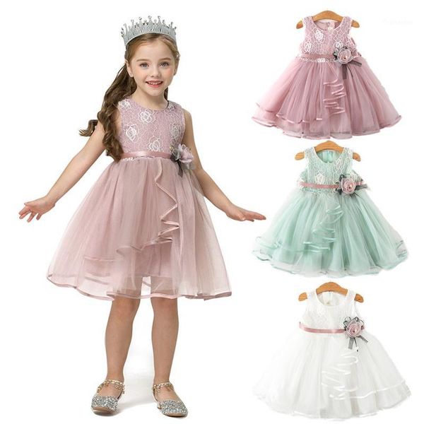 

2 year baby girls clothes flower dress for girls summer tutu dress lace tulle party princess wedding kids casual clothing1, Red;yellow