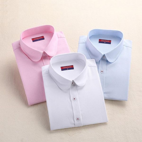 

dioufond new white shirt women work formal blouses cotton office ladies blue pink school shirt plus size 5xl female1