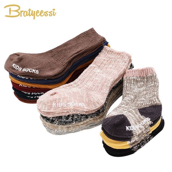 

3 pairs cotton baby socks winter knit warm newborn socks for boys girls mix color infant sock baby stuff 0-4 years y201009, Pink;yellow