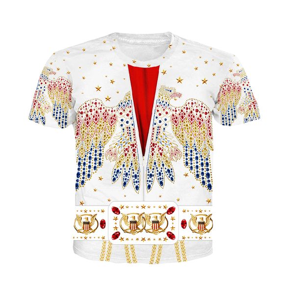 

t-shirt men's and short presley 3d short couple men's digital printing casual fashion trend summer sleeve women's elvis sleev, Black