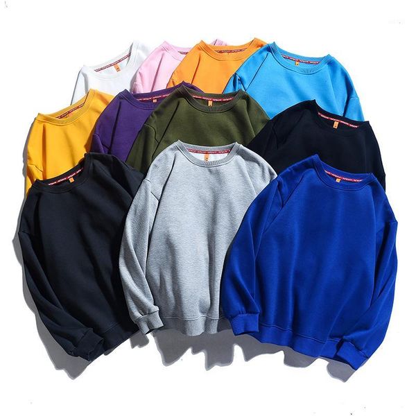 

zhijing new style solid color crew neck long-sleeved men and women casual men hoodies1, Black