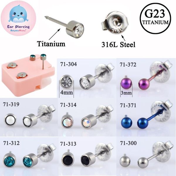 

g23 titanium prevent allergy charming dolphin mishu ear stud disposable eo sterile piercing stud body piercing jewelry, Golden;silver