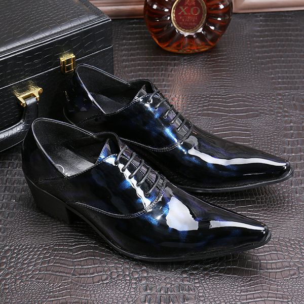 

личность указал high мужская обувь вскользь на высоком каблуке мужская обувь тренд моды кожа красный синий, Black