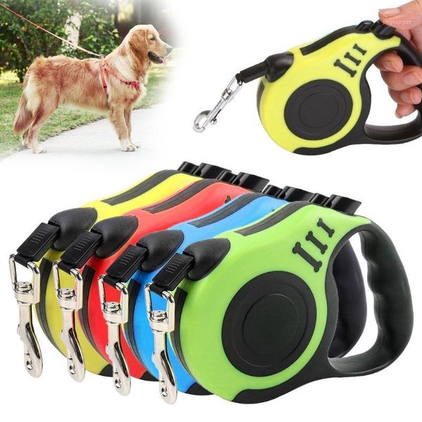 

3m/5m durable pet dog leash nylon extending puppy walking leads automatic retractable reflective tape dogs leashes1