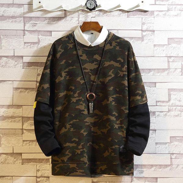 

autumn and winter fashion print man sweatshirts pullovers 2021 loose casual daily plaid long sleeve blouse ropa hombre#3, White;black