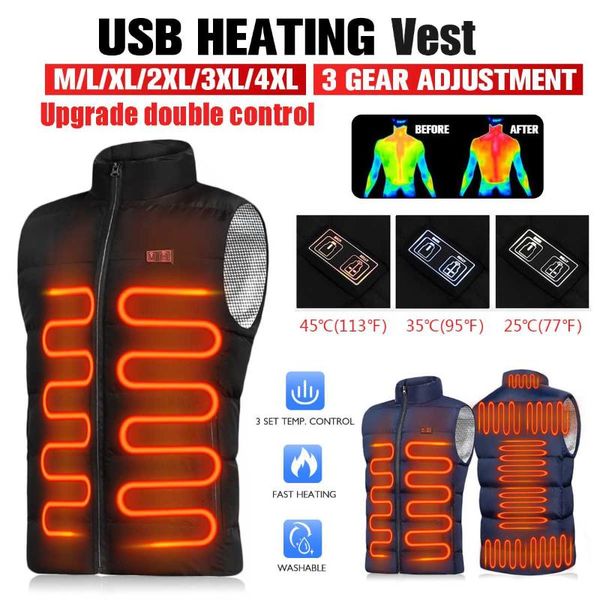 

outdoor t-shirts 9heated zones electric heated vest jackets autumn winter men women graphene heat warm coat usb heating camping jacket for, Gray;blue
