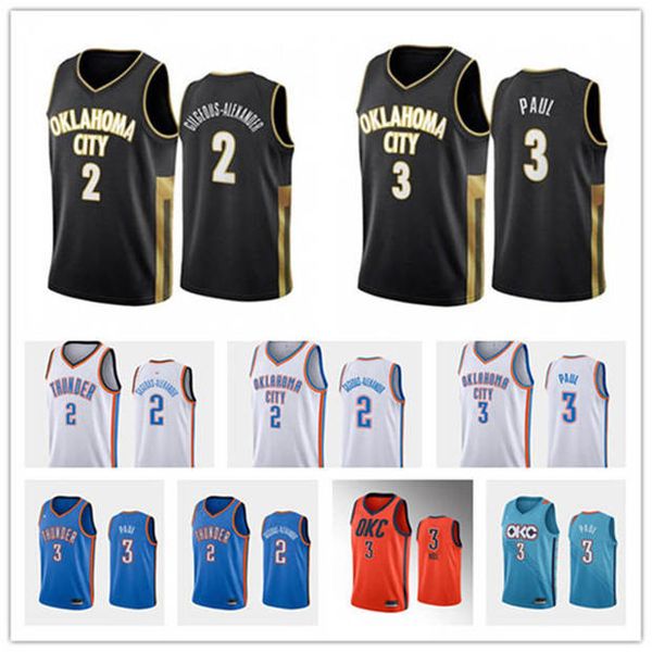

chris 3 paul 2 shai gilgeous-alexander oklahomacity 2019/20 swingman thunder basketball jersey iconedition, Black