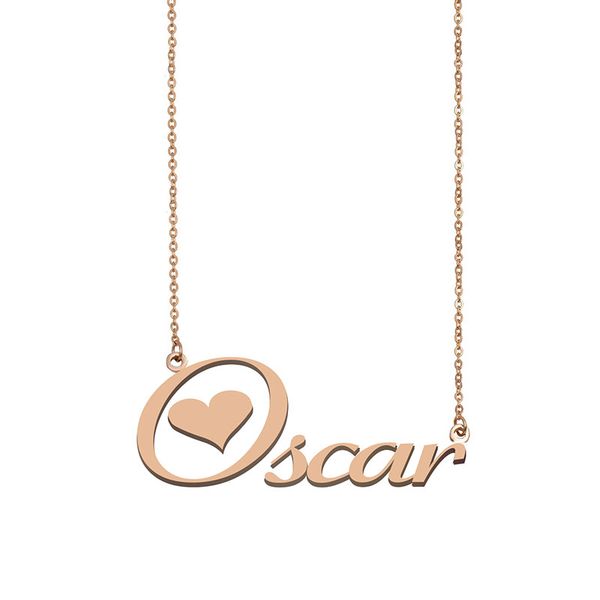 

oscar name necklace custom nameplate pendant for women girls birthday gift kids friends jewelry 18k gold plated stainless steel, Silver