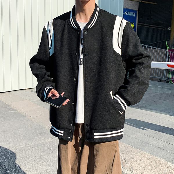 

men's coat 2020 new spring and autumn korean trend cool baseball stitching tooling casual jacket, Black;brown