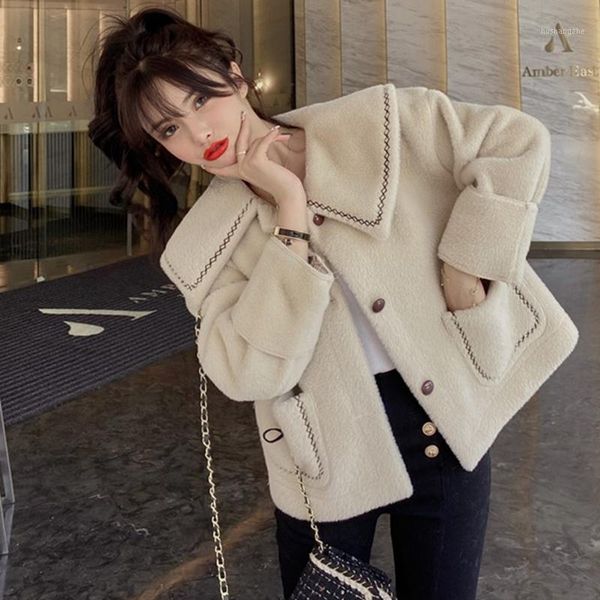 

fashion faux fur coat autumn winter women korean overcoat warm slim short faux pocket coat women thick jacket1, Black;brown