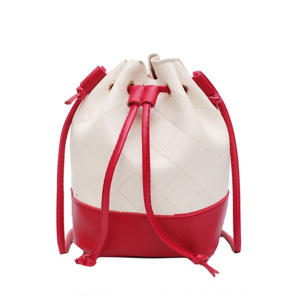 

korean style diamond bucket shoulder strap bucket pu leather shoulder messenger bag drawstring contrast color fashion new women's bag s