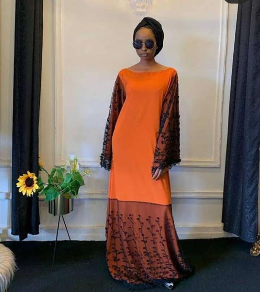 

new style african women's dashiki fashion christmas dresses lace stitching elastic loose long dress size, Red