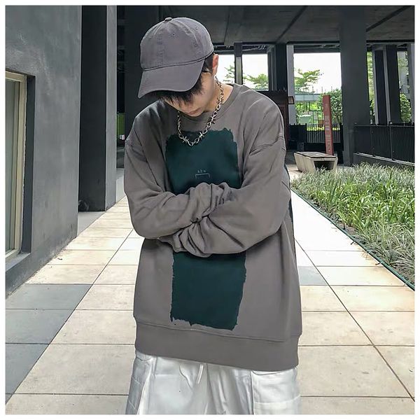 

2021 new american fashion street style splash ink color matching long sleeve pullover o-neck cotton hoodie mnk6, Black