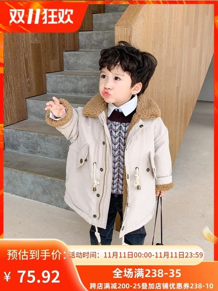 

clothes, boys' down coats, baby's cotton padded jacket, children's winter coat, thickened, Blue;gray